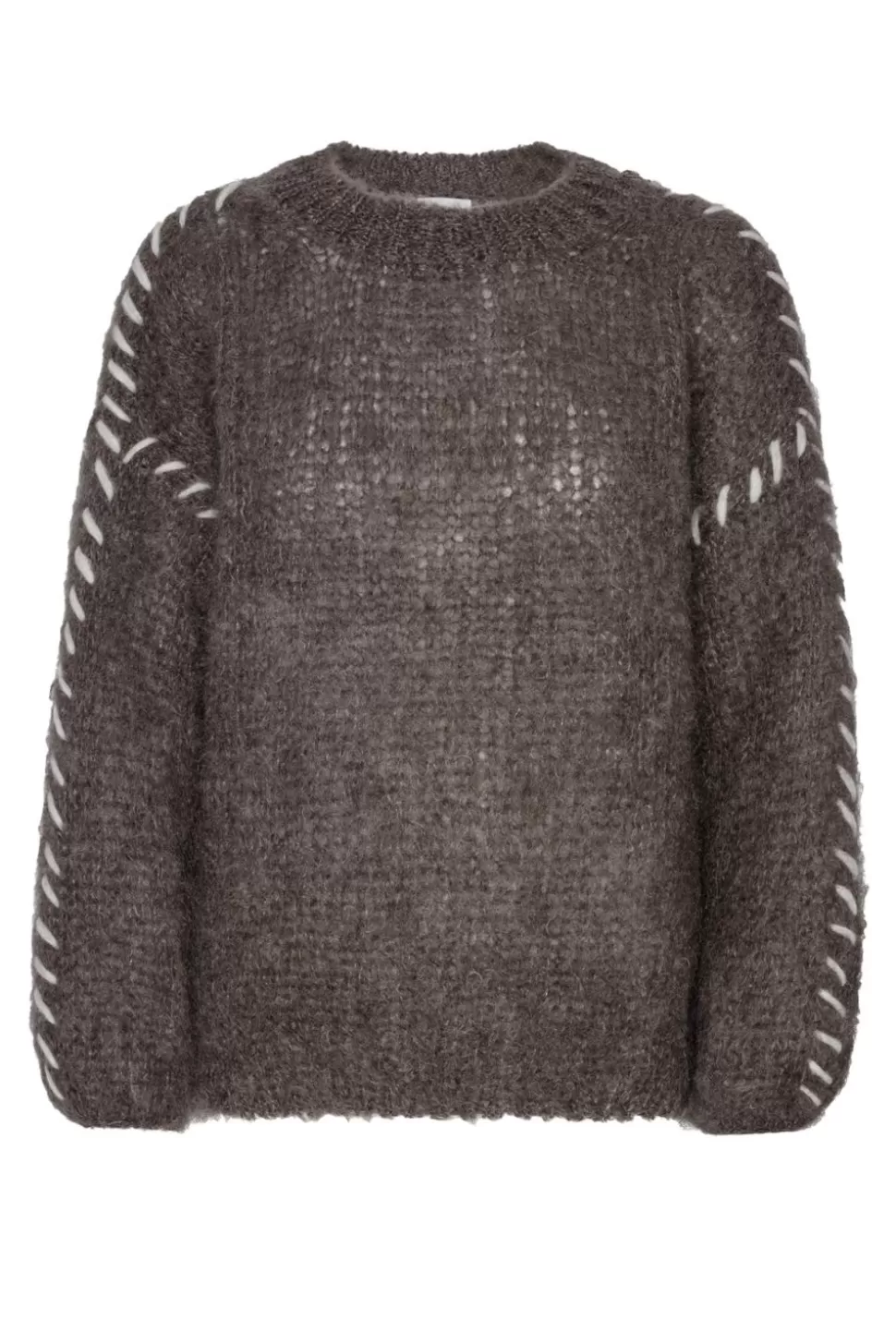 Americandreams Catia Mohair Stitch Pullover Dark Taupe Discount