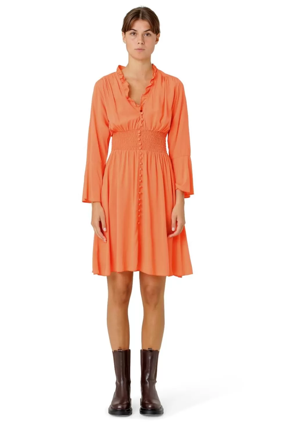 Americandreams Sally Short Dress Burnt Orange Solid Best